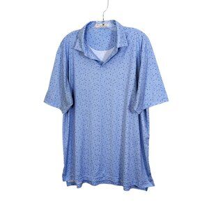 Peter Millar Mens XL Featherweight Golf Polo Shirt Blue Birds In Flight Print